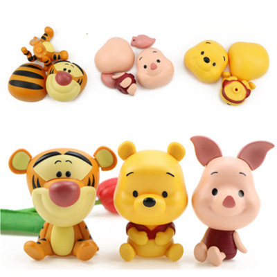 3 Little Bear Nivi Big Head Assembly Decoration Pijie Tigger Gashapon Machine Doll Decoration Doll Children's Toy