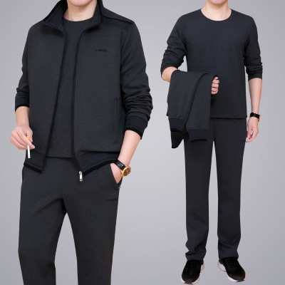 Casual Suit Men's Autumn and Winter Sports Large Size Dad's Three-Piece Suit Middle-Aged and Elderly Sportswear Suit Men's Jacket
