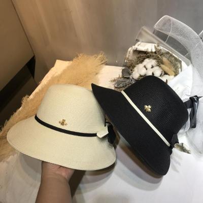 Sun Li Star Same Style Female Hat Japanese Style New Female Straw Hat Foldable Sun Hat Bucket Hat Bow Bucket Hat