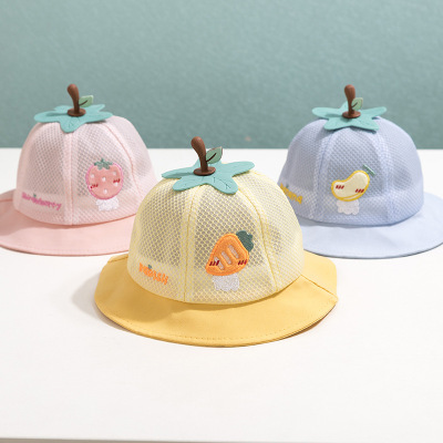 Fruit Baby Mesh Cap Spring and Summer New Baby and Infant Hat Cartoon Baby Sun-Proof Bucket Hat Batch 6-24 Months