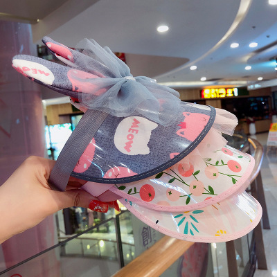 Children's Sun Hat Trendy Summer Cute Rabbit Ears Girls' Peaked Cap Personalized Baby Topless Hat Sun Hat Sun Protection Hat