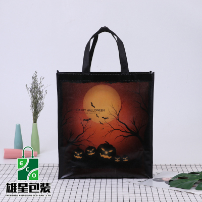 Factory Color Printing Halloween Ghost Festival Non-Woven Bag Spot Non-Woven Candy Pumpkin Handbag Wholesale Customization
