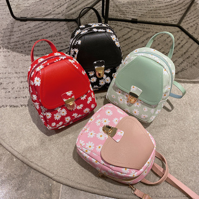 Women's Bag 2020 New Little Daisy Printed Lock Small Backpack Fashion Leisure Phone Bag Gift Small Bag