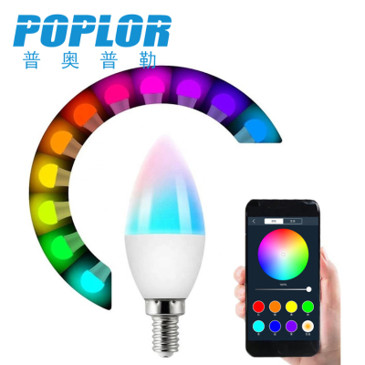 LED Smart Bluetooth Candle Light 6W Colorful RGBW Mobile Phone App Remote Control Dimming Music Voice Control Color Changing Bulb