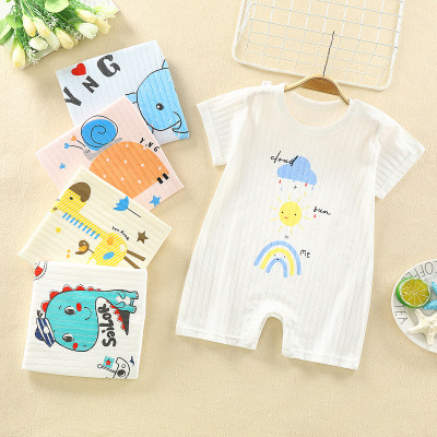 Clothes for Babies Newborn Men's and Women's Baby Jumpsuits Summer Thin Cotton Pajamas Summer Short Sleeved Kazakhstan Romper