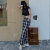 2021 Spring and Summer Korean Style Plaid Pants Women's High Waist Loose Straight Slimming All-Match Wide Leg Pants Ankle-Tied Casual Pants