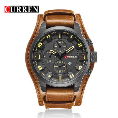 Curren Carian 8225 Men's Fashion Personalized Quartz Watch Calendar Belt Strap Large Dial Watch