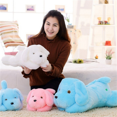 Factory Direct Sales Cute Luminous Lying Puppy Dog Doll Children's Plush Doll Gift Wholesale Customization