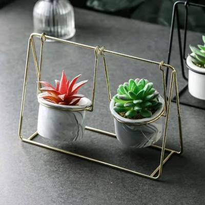 INS Gold-Plated Iron Succulent Flower Pot Simple Iron Rack Nordic Flower Pot Set