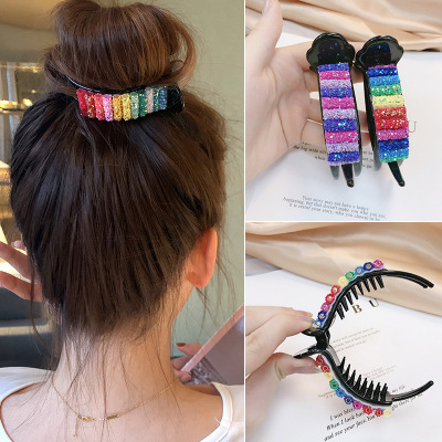 Rainbow Bun Hair Band Xuan Ya Korean Style Pearl Grip Girl Heart Temperament Lazy Updo Hair Clips