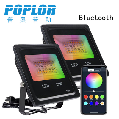 LED Smart Bluetooth Flood Light 20W Colorful RGBW Mobile Phone App Remote Control Dimming Music Light Control a Color-Changing Lamp