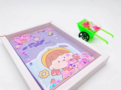 [Xiaoke] A6 Oil Quicksand Journal Book Sequins Cartoon Colorful Girl's Birthday Gift Ins Gift Box Book