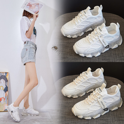 Dad Shoes Women's Spring 2021 New Platform Women's Shoes Mesh Breathable All-Match White Shoes Casual Sports Mesh Shoes Women