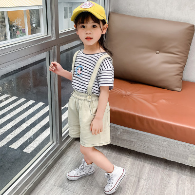 Children's Clothing Summer Girls' Shorts 2021 New Korean Summer Clothes Baby Korean Style Solid Color Pants Children's Suspender Pants