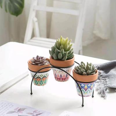 Red Pottery Plain Braised Succulent Flower Pot Ceramic Creative Simple Pot Basin Balcony Coarse Ceramic Small Flower Pot