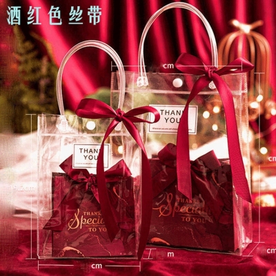 PVC Three-Dimensional Pocket Handbag Return Candy Gift Bag Plastic Bag Can Be Customized
