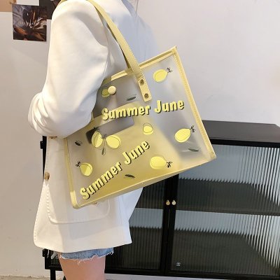 Jelly Transparent Summer New 2021 Small Fresh Girl Versatile Large Capacity Portable Shoulder Tote Bag