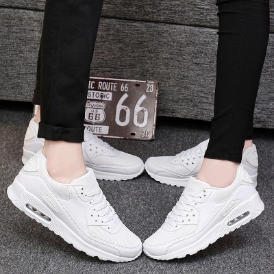 Men's Spring and Autumn Shoes Women's Sneakers Low-Top Leather Surface Shock-Absorbing Casual Shoes Max90 Black Running Shoes