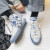 Engraved Lay Zhang's Same Style Blue and White Porcelain Square High-Top Canvas Shoes for Men and Women Couple Gel Shoes Transparent Bottom 9208