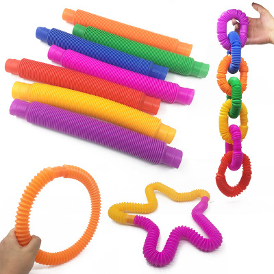 Cross-Border Hot Sale Color Stretch Tube Fun Extension Tube Vent Pressure Reduction Toy Telescopic Bellows Fun Toy