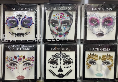 Halloween Face Pasters Stick-on Crystals Ghost Festival Diamond Face Pasters Stage Face Decorative Diamond Festival Face Pasters Stick-on Crystals Party Makeup Party