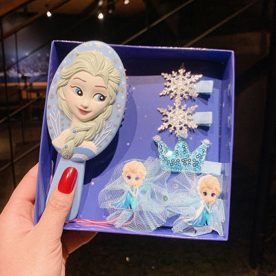 Ice and Snow Hair Accessories Set Gift Box Princess Elsa Headdress Set Crown Headdress Children's Hairpin Comb Wig HTT