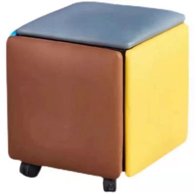 Rubik's Cube Stool Combination One-to-Five Folding Living Room Coffee Table Multifunction Square Stool Household Sofa Stool (Small)