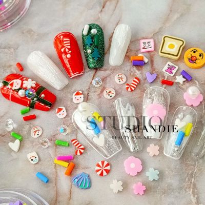 New Nail Ornament Christmas Candy Soft Pottery Three-Dimensional Soft Pottery Strip DIY Nail Sticker Accessories Handmade Material