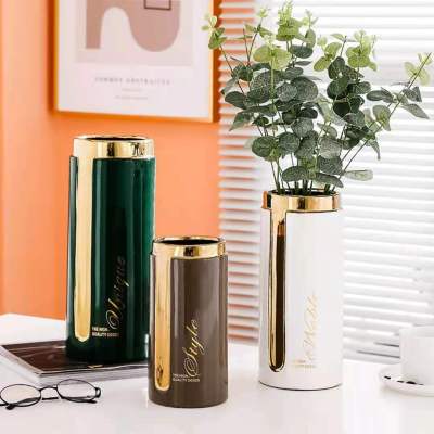 Nordic Light Luxury Electroplated Ceramic Vase Modern Creative Simple Living Room and Dining Table Decoration Water Vase Home Ornament