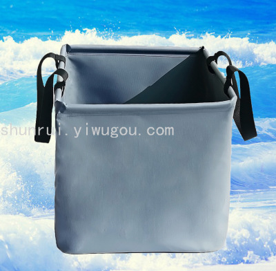 Yellow Folding Bucket PVC Mesh Folder Beach Seaside Wash Square Bucket