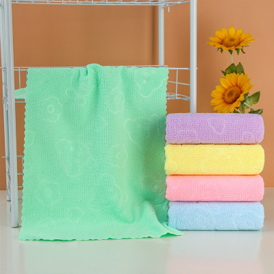 Warp Knitted Trimming Embossed Towel Colorful Microfiber Bath Shower Center Disposable Towels Wholesale
