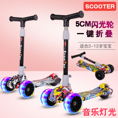 Children's Scooter Foldable Single-Foot Smooth Luge with Music Best-Seller on Douyin Long-Term Toy Factory