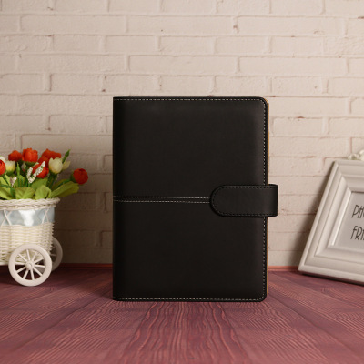 In Stock Wholesale One-Word Buckle Loose-Leaf A5 Notebook Color-Changing PU Leather Creative Notepad Custom Logo