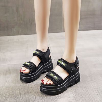 2021 Summer New Genuine Leather Platform Casual Sandals Women's Shoes Sports Style Student Shoes Platform Heel Beach Shoes Women