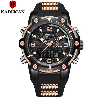 Kademan New Men's Alarm Clock Calendar Multi-Function Sports Waterproof Tape Watch K9055g