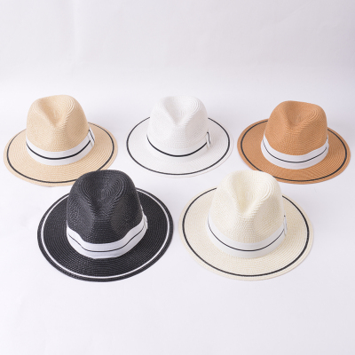 Hat Men's Korean-Style Fashionable Sun Shade Top Hat Women's British Retro Big Head Circumference Fedora Hat Gentleman Anti-DDoS Panama Straw Hat