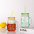 Cup Glass Vintage Cup Fruit Drink Cup Creative with Cover Straw with Handle Cool Drinks Cup Large Capacity