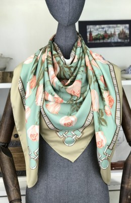 New Twill Large Kerchief Women 'S Silk Scarf Outing Temperament Sun Protection Thin Versatile Air Conditioning Shawl Scarf