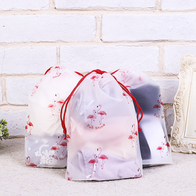 Frosted PE Rope Drawstring Packing Bag Cartoon Drawstring Bag Drawstring Travel Shoe Bag Facecloth Storage Customization