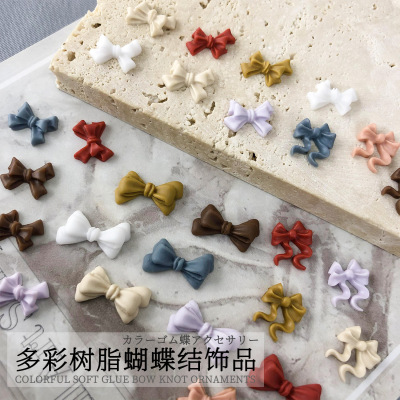 2021 New Nail Ornament Resin Bow Soft Glue Fingertip Small Bowknot Breakable Nail Sticker Accessories