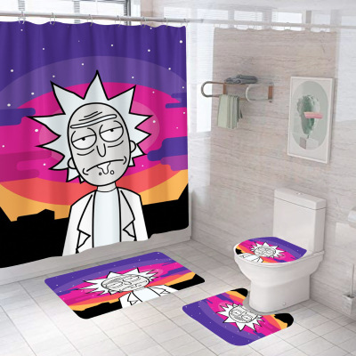 Hot Sale Cross-Border Amazon Cartoon New HD Digital Printing Mildew-Proof Waterproof Polyester Bathroom Shower Curtain