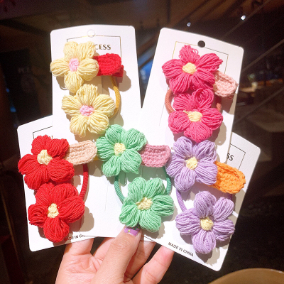 Japanese Cute Handmade Barrettes Hair Rope Ins Wool Flower Side Clip Girl Female Hairpin Hair Rope