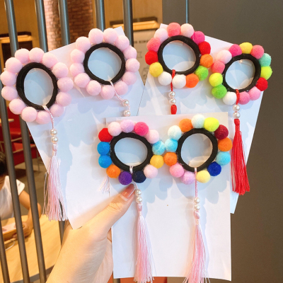 Children's Bun Jewelry Hair Accessories Multicolored Tassel Hair Band Girl Baby Cute Princess Rubber Band Headdress Little Girl