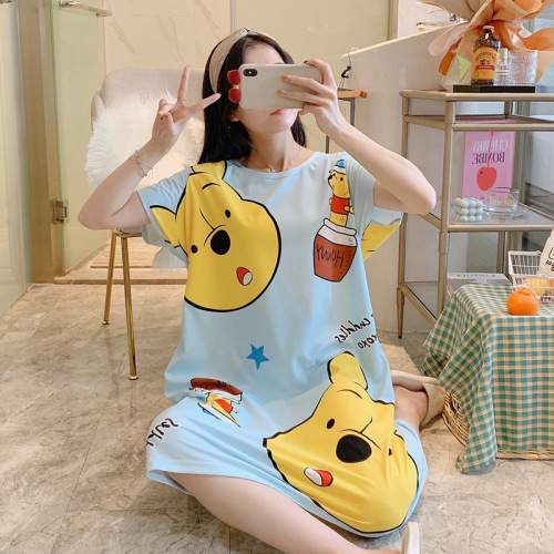 pajamas women‘s summer short sleeve thin cartoon large size cute loose sleeping pregnant women lazy student homewear ins