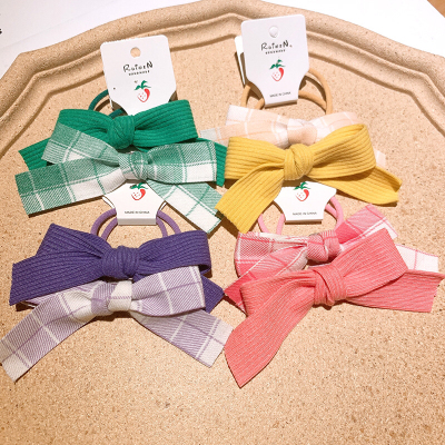 Korean Style Children's Plaid Bow Rubber Band Ins Internet Celebrity Hair Rope Set Sweet Girly Hair Band Hair Tie Hair Rope