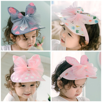 Children's Sun Hat Trendy Summer Cute Rabbit Ears Girls' Peaked Cap Personalized Baby Topless Hat Sun Hat Sun Protection Hat