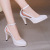 2021 Spring and Autumn Pointed plus Size Wedding Shoes Stiletto Heel High Heels Hollow Hollow Model Cheongsam Shoes for Catwalk Pumps Women