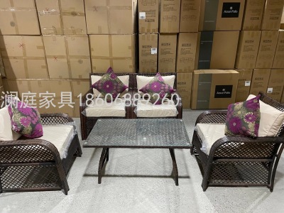 Outdoor Plastic Rattan Sofa Combination Living Room Balcony Courtyard Woven Rattan Fashion