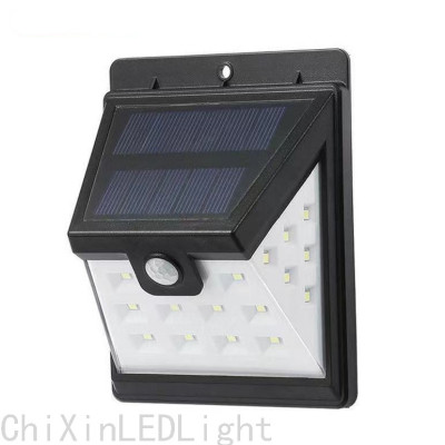 LED Solar Wall Lamp Three-Side Luminous High Brightness LED Wall Lamp Human Body Induction Outdoor Waterproof Wall Lamp