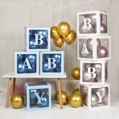 Factory Wholesale Cross-Border Style Baby Letter Transparent Balloon Box for Children's Birthday Party Lying Scene Layout